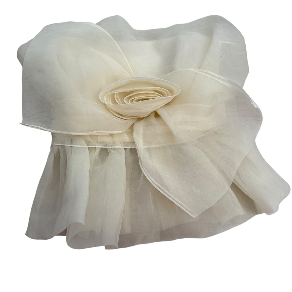 Zara Cream flower rose Blouse organza iconic rare bloggers fave strapless - Picture 6 of 11